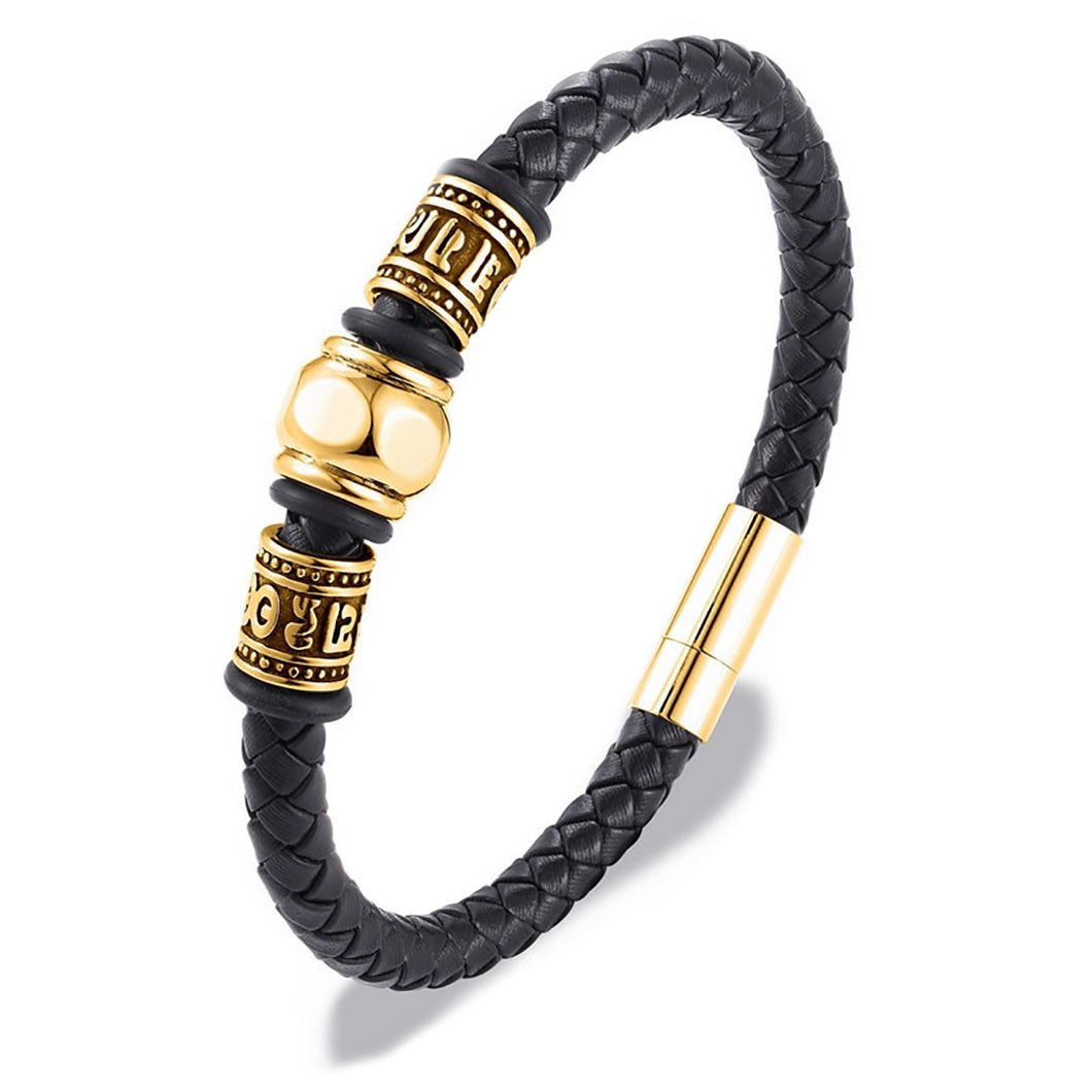 GUNGNEER Tibetan Mantra Om Bracelet Leather Rope Chain Buddhist Jewelry For Men Women