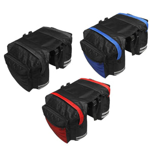 2TRIDENTS Bike Rear Seat Bag Double Storage Carrier with Reflective Straps Bicycle Bag Double Pannier Bag Water Proof (Black)