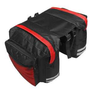 2TRIDENTS Bike Rear Seat Bag Double Storage Carrier with Reflective Straps Bicycle Bag Double Pannier Bag Water Proof (Black)