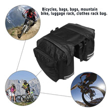 Load image into Gallery viewer, 2TRIDENTS Bike Rear Seat Bag Double Storage Carrier with Reflective Straps Bicycle Bag Double Pannier Bag Water Proof (Black)
