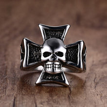Load image into Gallery viewer, GUNGNEER Gothic Skull Biker Templar Cross Ring Punk Skeleton Jewelry Accessories Men Women