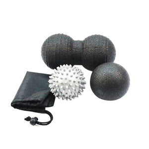 2TRIDENTS Massage Ball Set - Peanut Massage/Glossy Yoga/Bumpy Massage Ball - Increase Your Strength, Mobility, Flexibility and Recover Faster from Injury (Black)