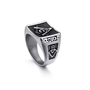 GUNGNEERMasonic Ring Multi-size Stainless Steel Freemason Biker Ring For Men Jewelry Set