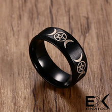 Load image into Gallery viewer, ENXICO Matte Black Striple Moon Ring ? 316L Stainless Steel ? Wicca Pagan Witchcraft Jewelry (10)