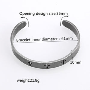 GUNGNEER Adjustable Cross Bangle Bracelet Stainless Steel Christian Jewelry For Men Women
