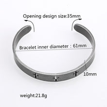 Load image into Gallery viewer, GUNGNEER Adjustable Cross Open Bangle Bracelet Necklace Stainless Steel Christian Jewelry Set