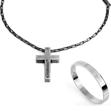 Load image into Gallery viewer, GUNGNEER Vintage Stainless Steel Cross Necklace Jesus Pendant Bangle Jewelry Accessory Set