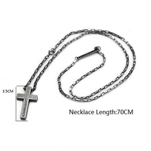 Load image into Gallery viewer, GUNGNEER Vintage Stainless Steel Cross Necklace Jesus Pendant Bangle Jewelry Accessory Set