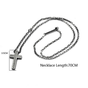 GUNGNEER Vintage Stainless Steel Cross Necklace Jesus Pendant Bangle Jewelry Accessory Set
