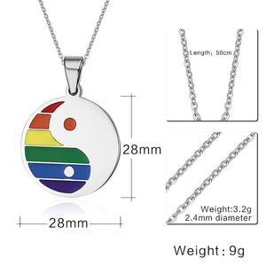 GUNGNEER Stainless Steel Gay Yin Yang Pride Necklace LGBT Jewelry Gift For Men Women