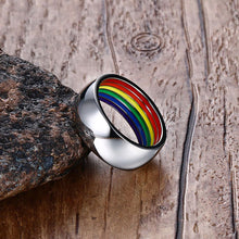 Load image into Gallery viewer, GUNGNEER Stainless Steel Gay Yin Yang Pride Necklace Rainbow Ring Jewelry Set Gift