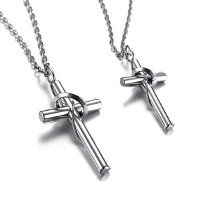 GUNGNEER Stainless Steel Cross Necklace Couple God Jewelry Accessory Gift For Men Women