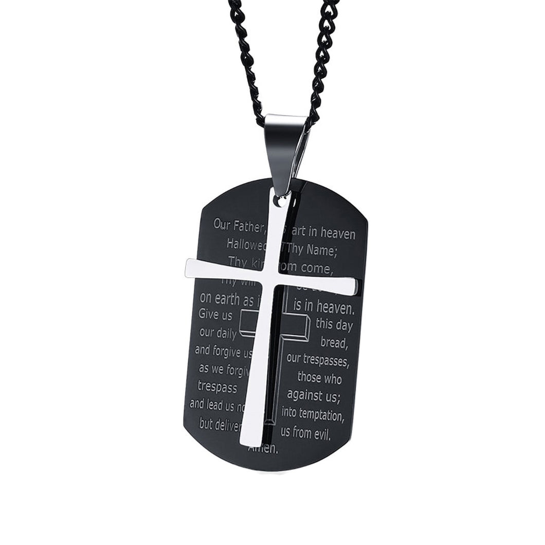 GUNGNEER Cross Bible Verse Necklace Christian Pendant Jewelry Accessory For Men Women