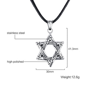 GUNGNEER Stainless Steel David Star Pendant Necklace Israel Jewish Gift Jewelry For Women Men