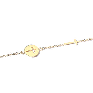 GUNGNEER Cross Bracelet Christian Sideways Stainless Steel Jewelry Accessory For Women