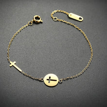 Load image into Gallery viewer, GUNGNEER Cross Bracelet Christian Sideways Stainless Steel Jewelry Accessory For Women