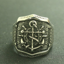 Load image into Gallery viewer, GUNGNEER Navy Anchor Ring US Army Stainless Steel Navy Military Jewelry Accessory For Men