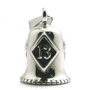 GUNGNEER Stainless Steel Lucky Number 13 Skull Biker Bell Pendant Jewelry Accessories Men Women