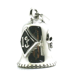 GUNGNEER Stainless Steel Lucky Number 13 Skull Biker Bell Pendant Jewelry Accessories Men Women