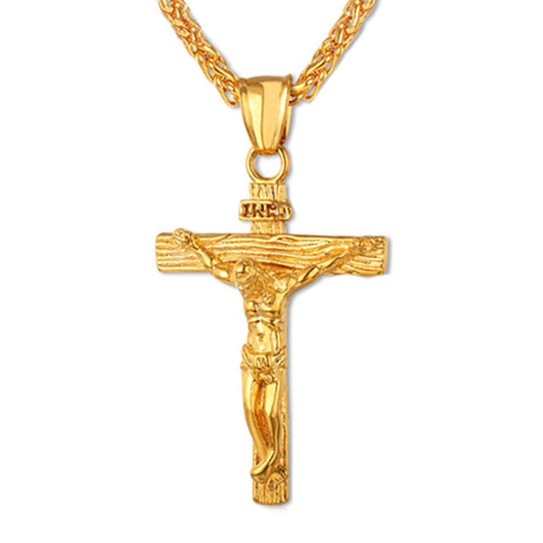 GUNGNEER Christ Cross Pendant Necklace God Jesus Jewelry Accessory Outfit For Men Women