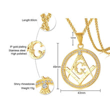 Load image into Gallery viewer, GUNGNEER Freemason Pendant Necklace Biker Stainless Steel Basic Ring For Men Jewelry Set