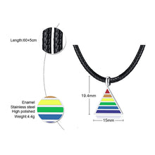 Load image into Gallery viewer, GUNGNEER Triangle Gay Lesbian LGBT Pride Necklace Leather Rainbow Bracelet Jewelry Set