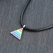 Load image into Gallery viewer, GUNGNEER Triangle Gay Lesbian LGBT Pride Necklace Leather Rainbow Bracelet Jewelry Set