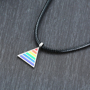 GUNGNEER Triangle Gay Lesbian LGBT Pride Necklace Leather Rainbow Bracelet Jewelry Set