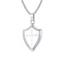 Load image into Gallery viewer, GUNGNEER Cross Shield Necklace Stainless Steel Jesus Pendant Jewelry Gift For Men Women