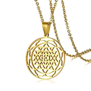 GUNGNEER Yoga Om Mandala Necklace Protection Hindu Lotus Flower Jewelry For Men Women