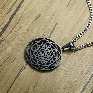 GUNGNEER Om Mandala Necklace Protection Hindu Lotus Mantra Spinner Ring Jewelry Set For Men