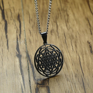 GUNGNEER Om Mandala Necklace Protection Hindu Lotus Mantra Spinner Ring Jewelry Set For Men