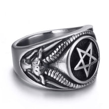 Load image into Gallery viewer, GUNGNEER Stainless Steel Pentagram Ring Sigil Of Baphomet Necklace Jewelry Set Gift