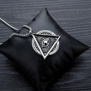 GUNGNEER Illuminati All Seeing Necklace Box Chain Eye Pendant Jewelry For Men