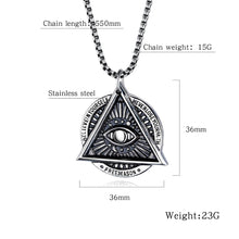 Load image into Gallery viewer, GUNGNEER Illuminati All Seeing Necklace Box Chain Eye Pendant Jewelry For Men