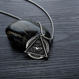 GUNGNEER Illuminati All Seeing Necklace Box Chain Eye Pendant Jewelry For Men