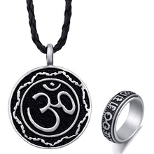 Load image into Gallery viewer, GUNGNEER Om Pendant Necklace Aum Buddhism Om Ring Yoga Jewelry Combo For Men Women