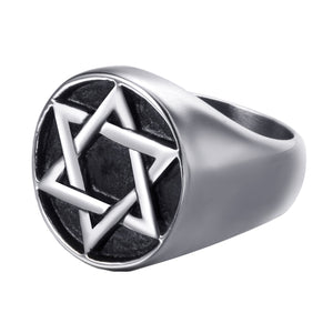 GUNGNEER Stainless Steel David Star Ring Large Star of David Jewelry Accessory For Men