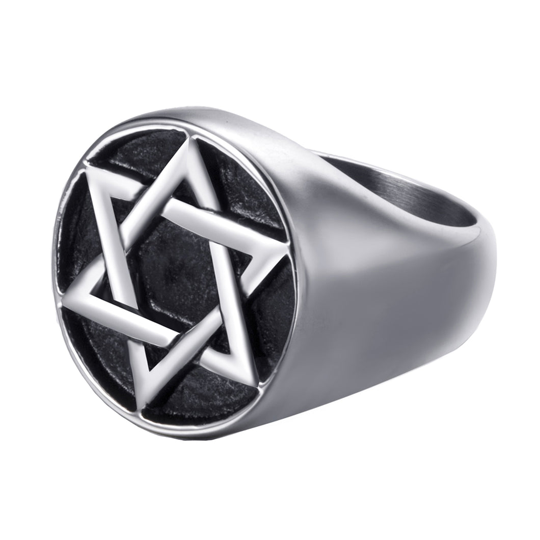 GUNGNEER Stainless Steel David Star Ring Large Star of David Jewelry Accessory For Men