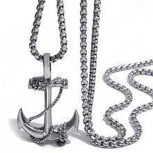 Load image into Gallery viewer, GUNGNEER Men US Navy Double Anchor Necklace Nautical Ring Stainless Steel Sailor Jewelry Set