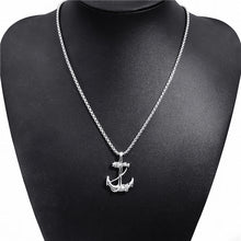 Load image into Gallery viewer, GUNGNEER Men US Navy Double Anchor Necklace Nautical Ring Stainless Steel Sailor Jewelry Set