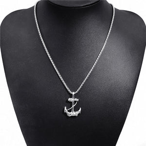 GUNGNEER Men US Navy Double Anchor Necklace Nautical Ring Stainless Steel Sailor Jewelry Set