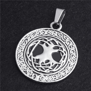 GUNGNEER Irish Tree of Life Pendant Necklace Stainless Steel Rope Chain Jewelry Men Women