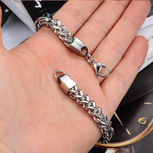 GUNGNEER Stainless Steel Ankh Cross Necklace Link Chain Bracelet Pyramid Egyptian Jewelry Set