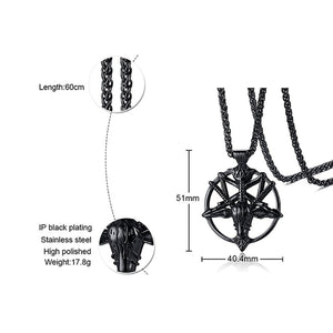 GUNGNEER Satan Baphomet Goat Head Necklace Stainless Steel Biker Bracelet Jewelry Set