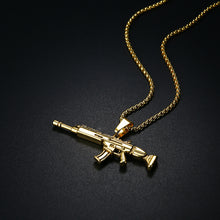 Load image into Gallery viewer, GUNGNEER Men Stainless Steel Gun Pendant Necklace Navy Army Anchor Ring Military Jewelry Set