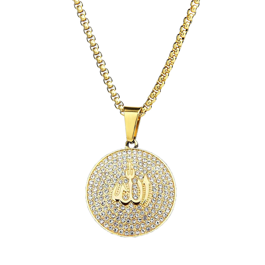 GUNGNEER Muslim Allah Necklace Stainless Steel Islamic Jewelry Accessory For Men Women