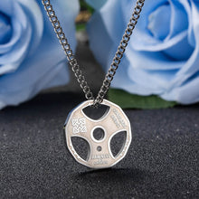 Load image into Gallery viewer, GUNGNEER Fitness Gym Weight Plate Dumbbell Pendant Necklace Stainless Steel Jewelry Men Women