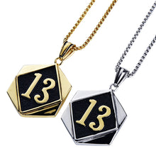 Load image into Gallery viewer, GUNGNEER Vintage Biker Lucky Number 13 Tag Pendant Necklace Punk Rock Jewelry Men Women