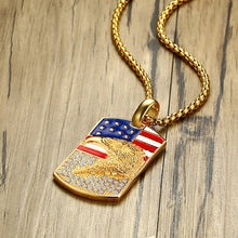 Load image into Gallery viewer, GUNGNEER Army American Flag Tag Necklace Eagle US Military Jewelry Accessory For Men Women